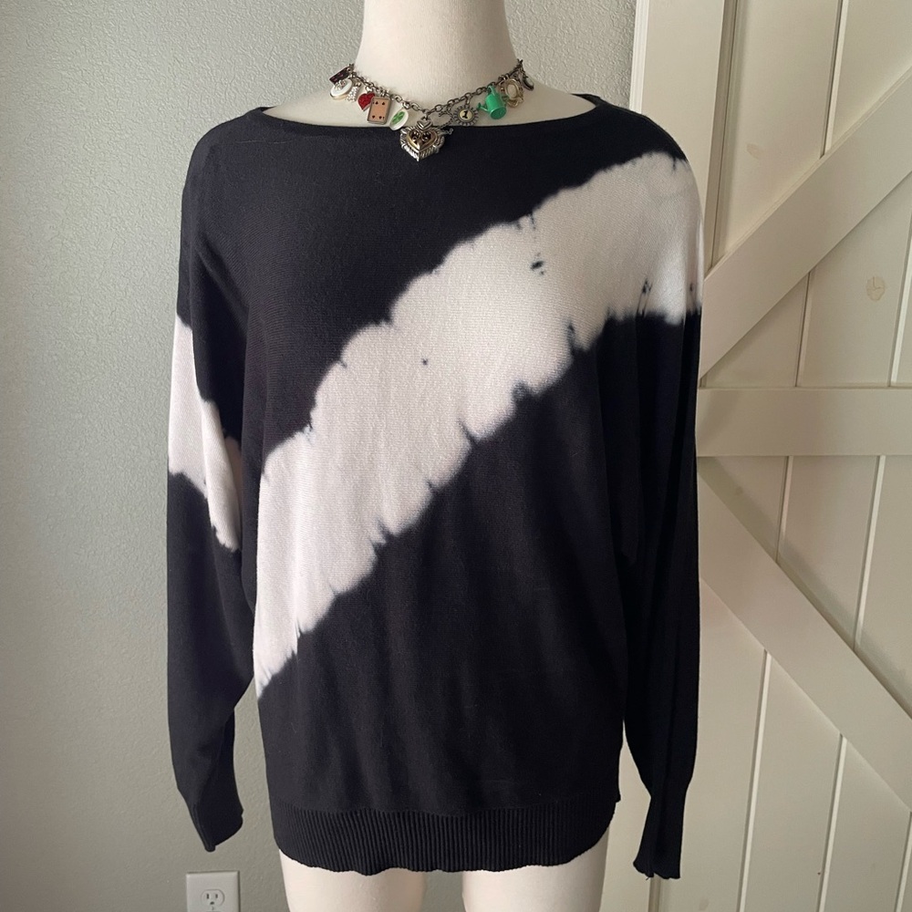 Philosophy Black and White Tie-Dye Sweater